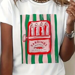 Sardines Graphic White T-Shirt